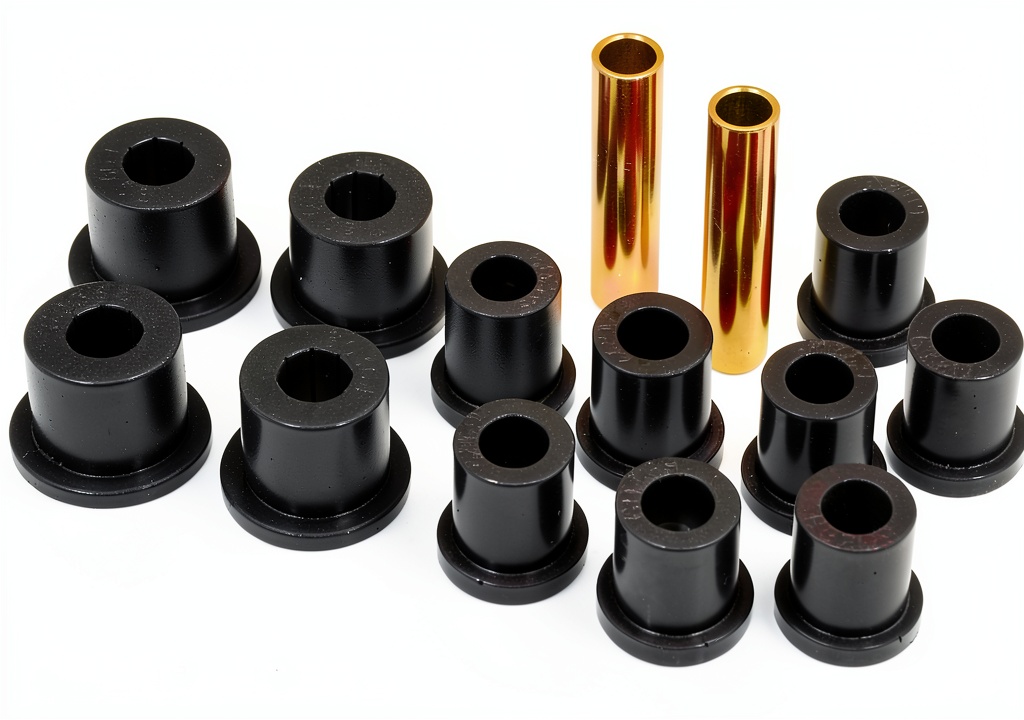 Rear leaf spring bushings installed on a vehicle suspension