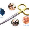 ARTMAN INSTRUMENTS Scissors 4.5 inch curved Iris Micro Dissecting Gold Plated handle Fine Point Dental Surgical Gum Scissors-5