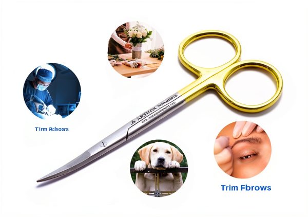 ARTMAN INSTRUMENTS Scissors 4.5 inch curved Iris Micro Dissecting Gold Plated handle Fine Point Dental Surgical Gum Scissors-5