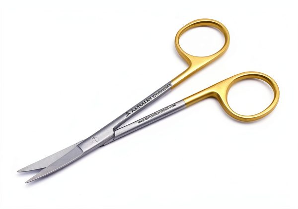 ARTMAN INSTRUMENTS Scissors 4.5 inch curved Iris Micro Dissecting Gold Plated handle Fine Point Dental Surgical Gum Scissors-2