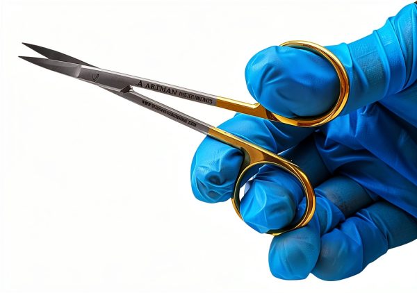ARTMAN INSTRUMENTS Scissors 4.5 inch curved Iris Micro Dissecting Gold Plated handle Fine Point Dental Surgical Gum Scissors-6