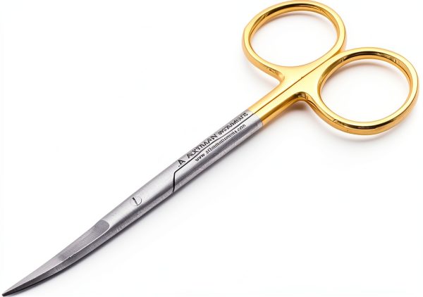 ARTMAN INSTRUMENTS Scissors 4.5 inch curved Iris Micro Dissecting Gold Plated handle Fine Point Dental Surgical Gum Scissors-0