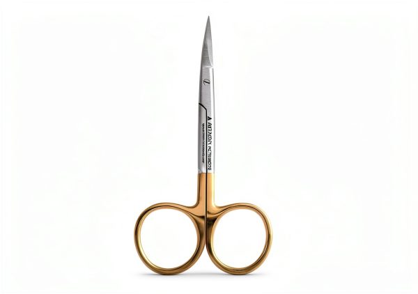 ARTMAN INSTRUMENTS Scissors 4.5 inch curved Iris Micro Dissecting Gold Plated handle Fine Point Dental Surgical Gum Scissors-3