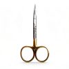 ARTMAN INSTRUMENTS Scissors 4.5 inch curved Iris Micro Dissecting Gold Plated handle Fine Point Dental Surgical Gum Scissors-4