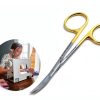ARTMAN INSTRUMENTS Scissors 4.5 inch curved Iris Micro Dissecting Gold Plated handle Fine Point Dental Surgical Gum Scissors-7