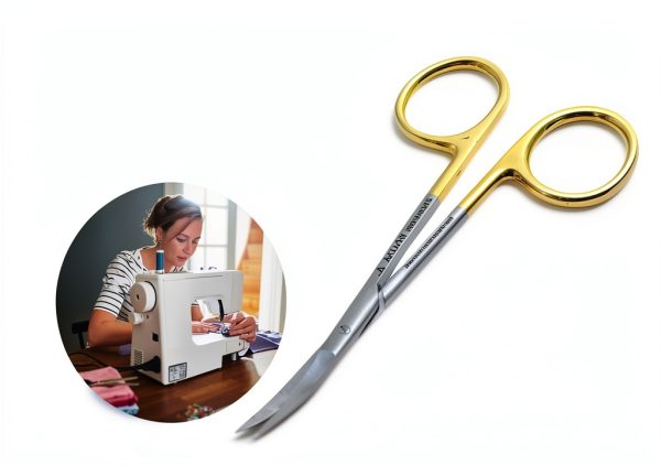 ARTMAN INSTRUMENTS Scissors 4.5 inch curved Iris Micro Dissecting Gold Plated handle Fine Point Dental Surgical Gum Scissors-7